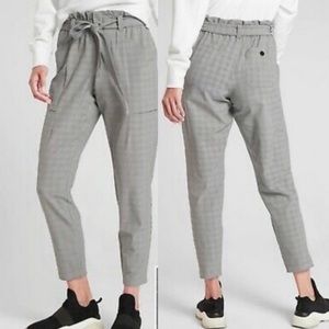 Athleta plaid skyline paper bag high waisted rise pants 11487